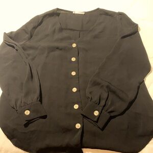 Zenana Black Maternity Button Down V Neck Blouse